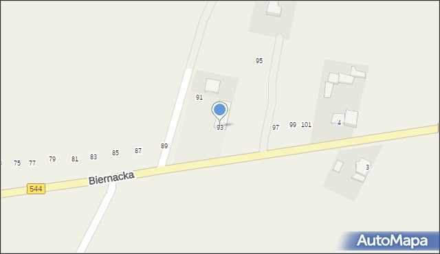 Krasnosielc, Biernacka, 93, mapa Krasnosielc