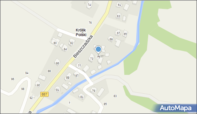 Królik Polski, Bieszczadzka, 75, mapa Królik Polski