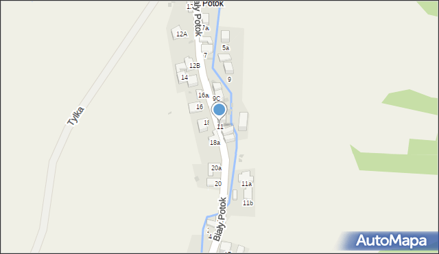 Krościenko nad Dunajcem, Biały Potok, 11, mapa Krościenko nad Dunajcem