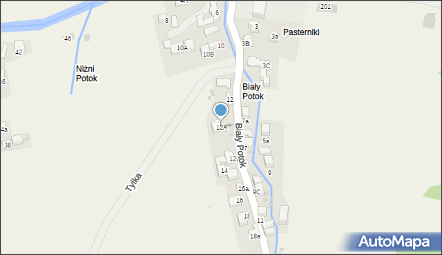 Krościenko nad Dunajcem, Biały Potok, 12A, mapa Krościenko nad Dunajcem