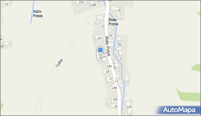 Krościenko nad Dunajcem, Biały Potok, 14, mapa Krościenko nad Dunajcem