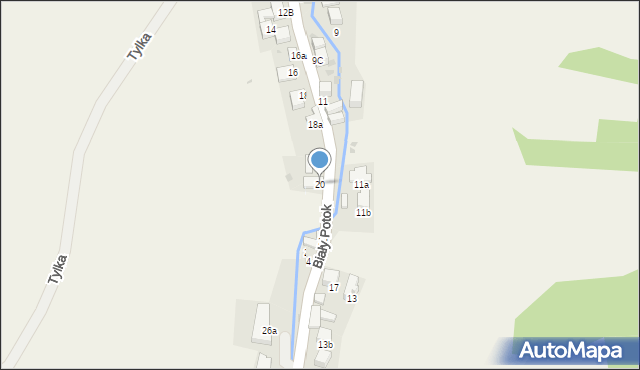 Krościenko nad Dunajcem, Biały Potok, 20, mapa Krościenko nad Dunajcem
