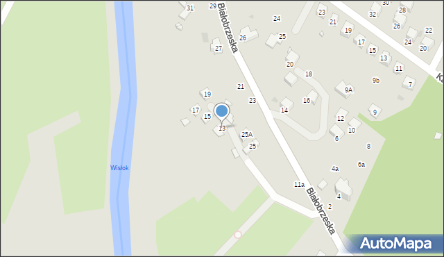 Krosno, Białobrzeska, 13, mapa Krosna