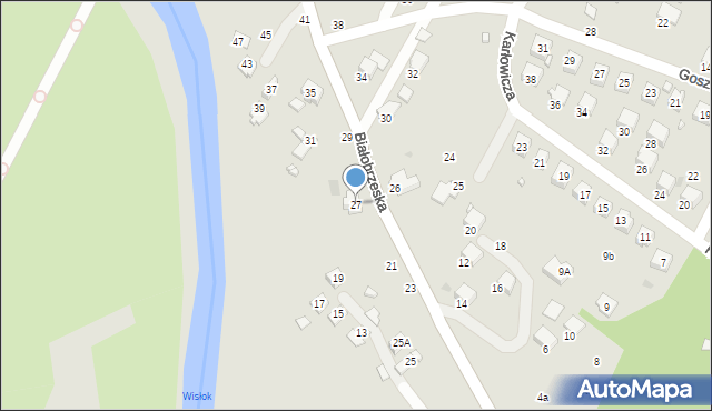 Krosno, Białobrzeska, 27, mapa Krosna