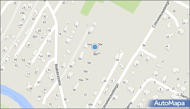 Krosno, Białobrzeska, 58d, mapa Krosna