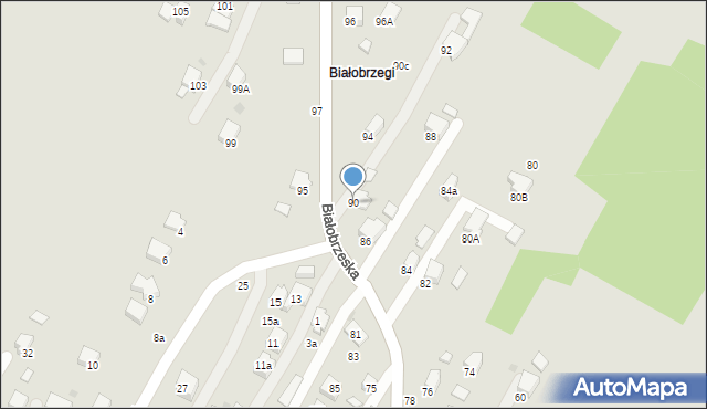 Krosno, Białobrzeska, 90, mapa Krosna