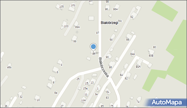 Krosno, Białobrzeska, 95, mapa Krosna