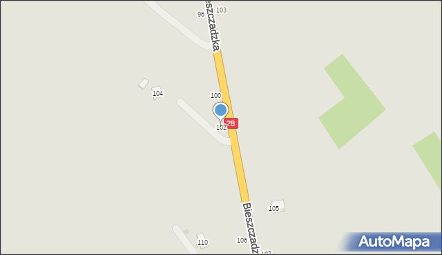 Krosno, Bieszczadzka, 102, mapa Krosna