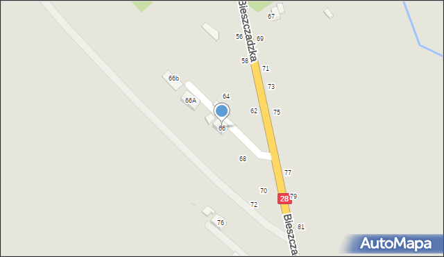 Krosno, Bieszczadzka, 66, mapa Krosna