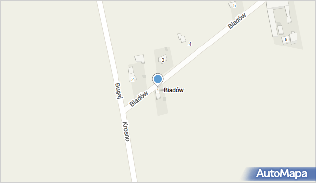 Krosno, Biadów, 1, mapa Krosna