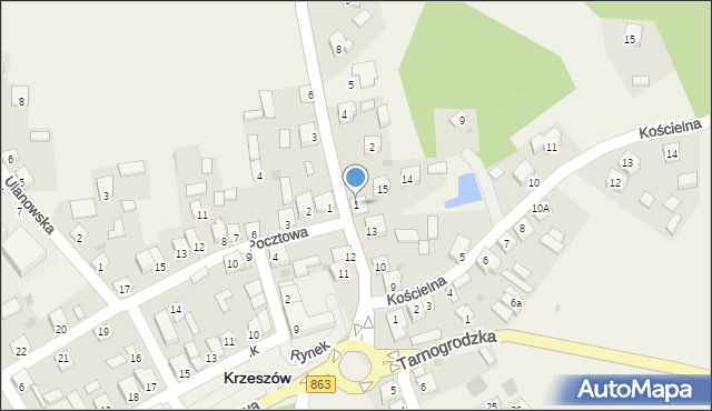 Krzeszów, Biłgorajska, 1, mapa Krzeszów