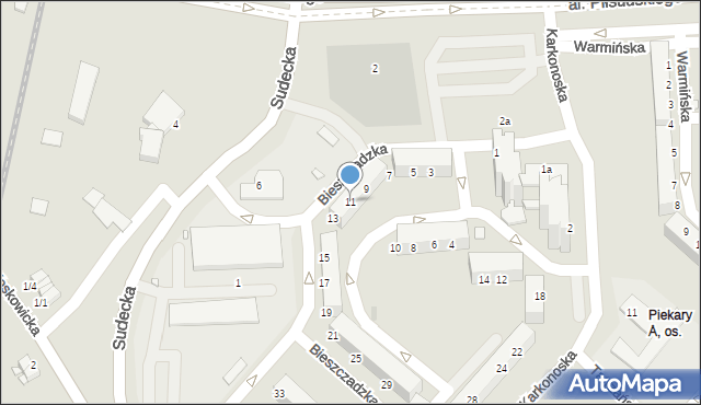 Legnica, Bieszczadzka, 11, mapa Legnicy