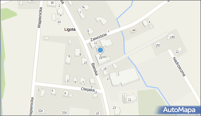 Ligota, Bielska, 13, mapa Ligota