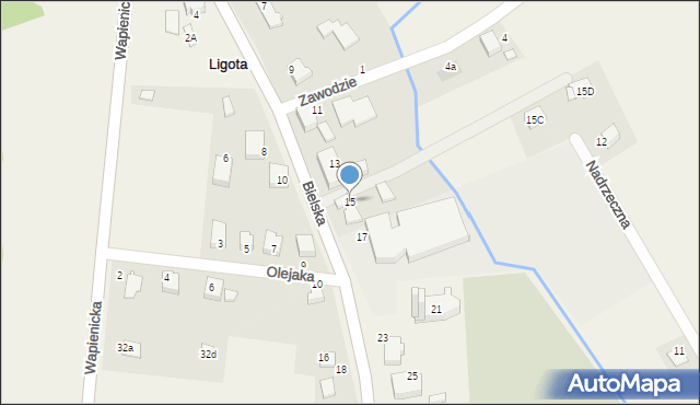 Ligota, Bielska, 15, mapa Ligota