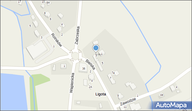 Ligota, Bielska, 3, mapa Ligota