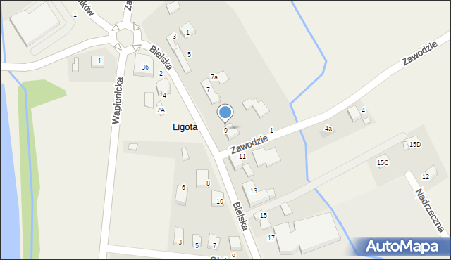 Ligota, Bielska, 9, mapa Ligota
