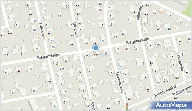 Łódź, Biegańskiego Władysława, dr., 35a, mapa Łodzi