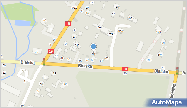 Łosice, Bialska, 53, mapa Łosice