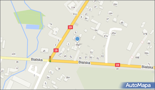 Łosice, Bialska, 53a, mapa Łosice