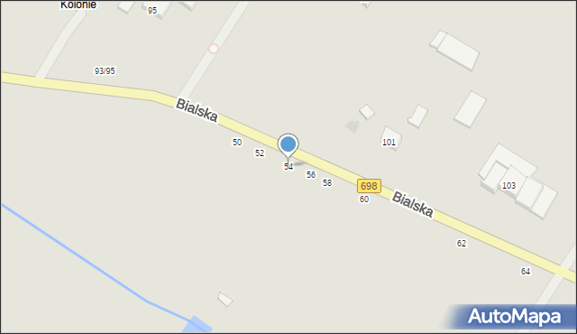 Łosice, Bialska, 54, mapa Łosice