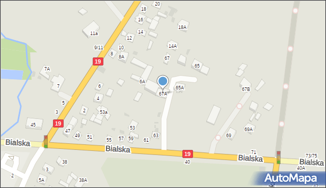 Łosice, Bialska, 67A, mapa Łosice