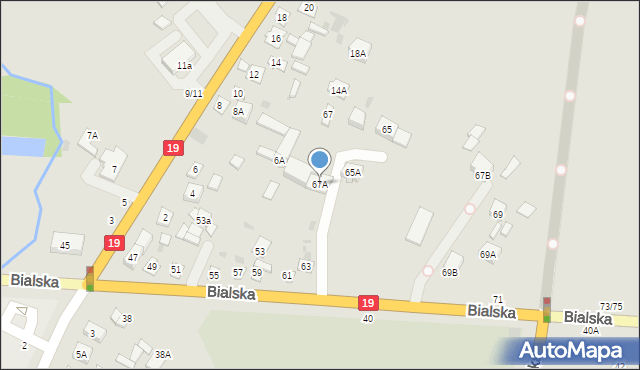 Łosice, Bialska, 67A, mapa Łosice