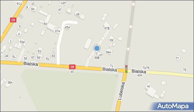 Łosice, Bialska, 69, mapa Łosice