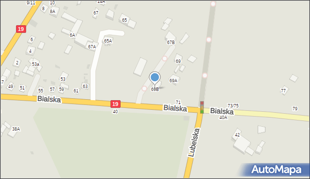 Łosice, Bialska, 69B, mapa Łosice