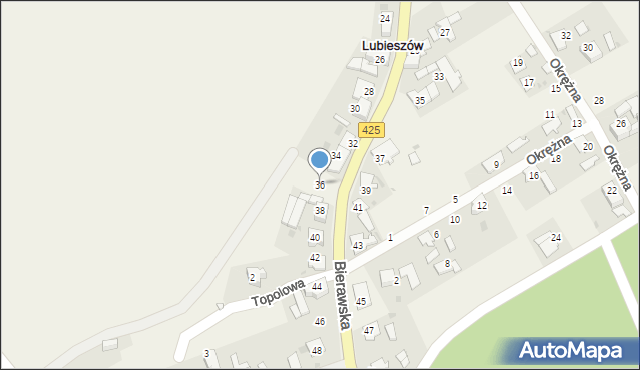 Lubieszów, Bierawska, 36, mapa Lubieszów