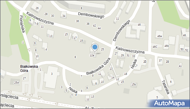 Lublin, Białkowska Góra, 12b, mapa Lublina