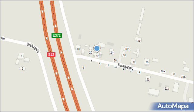 Lublin, Biskupie, 22, mapa Lublina