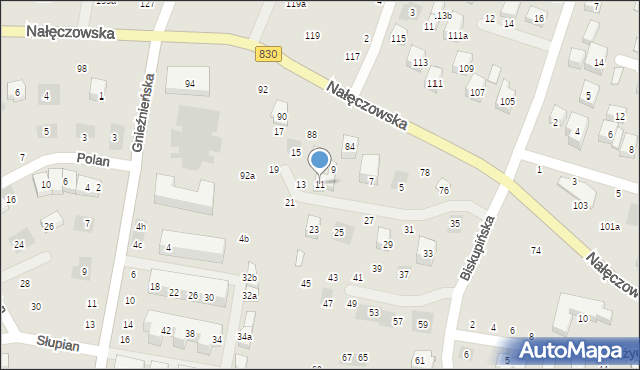 Lublin, Biskupińska, 11, mapa Lublina