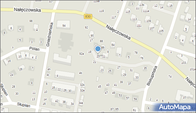 Lublin, Biskupińska, 13, mapa Lublina