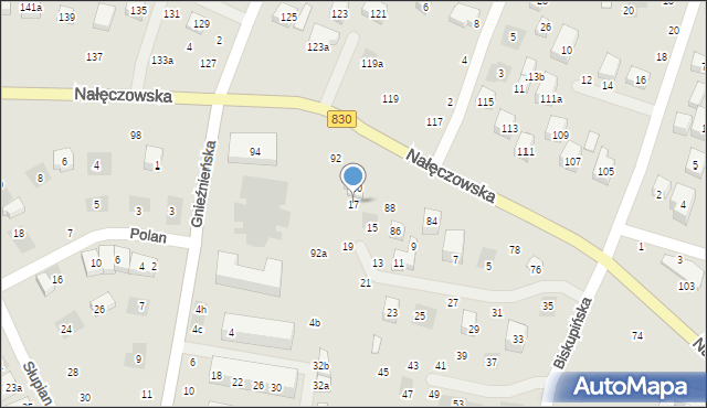 Lublin, Biskupińska, 17, mapa Lublina