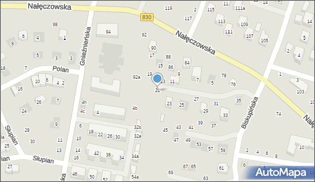 Lublin, Biskupińska, 21, mapa Lublina