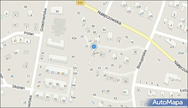 Lublin, Biskupińska, 23, mapa Lublina