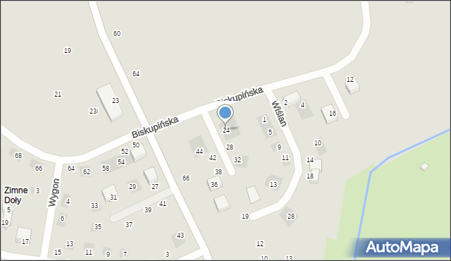 Lublin, Biskupińska, 24, mapa Lublina