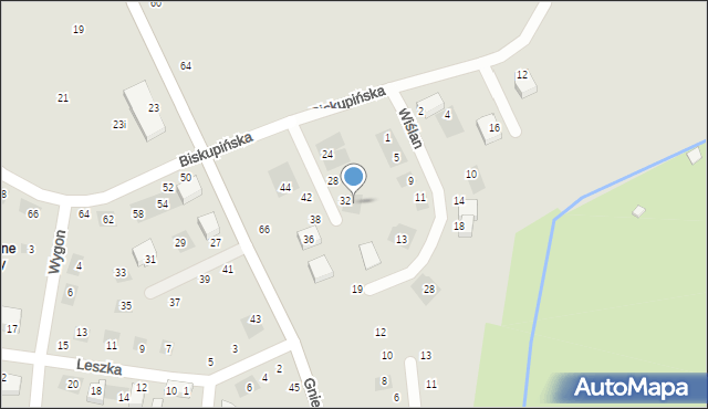 Lublin, Biskupińska, 34, mapa Lublina