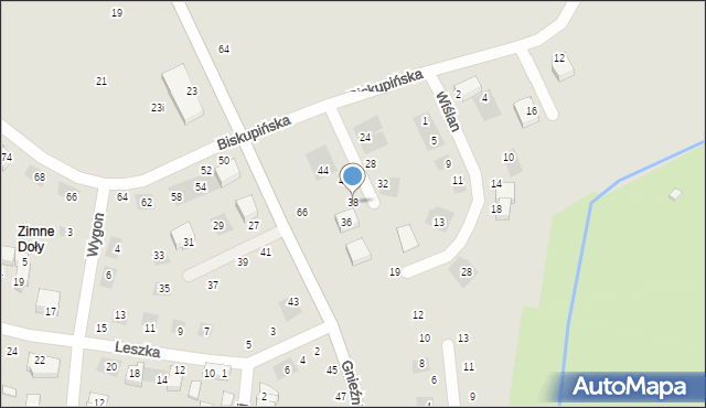 Lublin, Biskupińska, 38, mapa Lublina