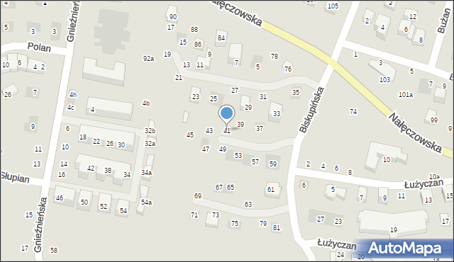 Lublin, Biskupińska, 41, mapa Lublina