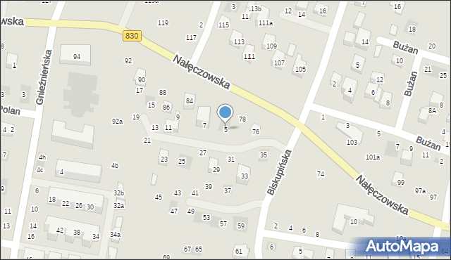 Lublin, Biskupińska, 5, mapa Lublina