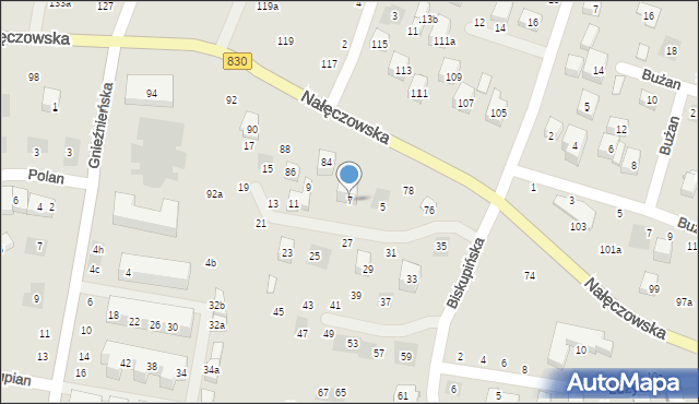 Lublin, Biskupińska, 7, mapa Lublina