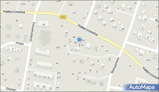 Lublin, Biskupińska, 9, mapa Lublina