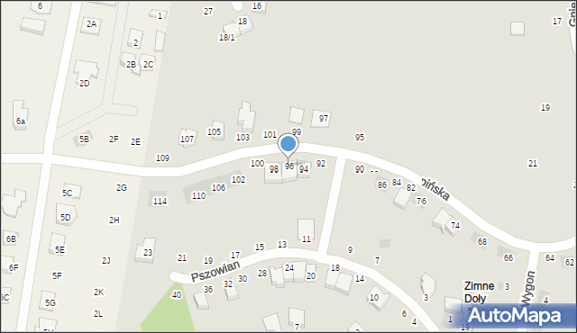 Lublin, Biskupińska, 96, mapa Lublina