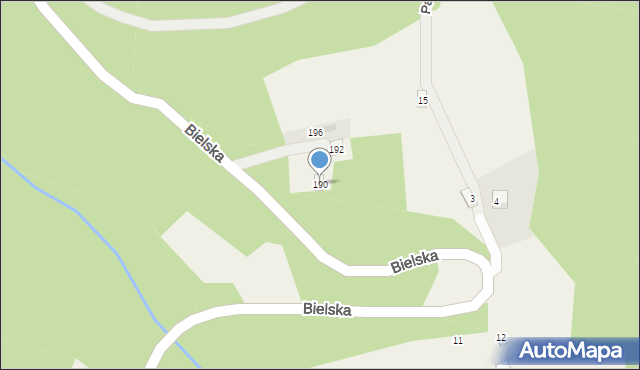 Międzybrodzie Bialskie, Bielska, 190, mapa Międzybrodzie Bialskie