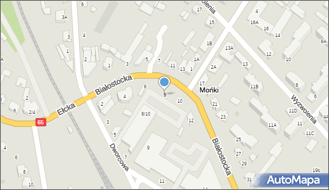 Mońki, Białostocka, 8, mapa Mońki
