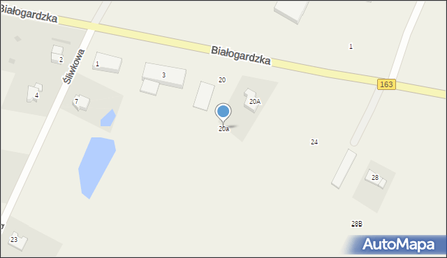 Niekanin, Białogardzka, 20a, mapa Niekanin