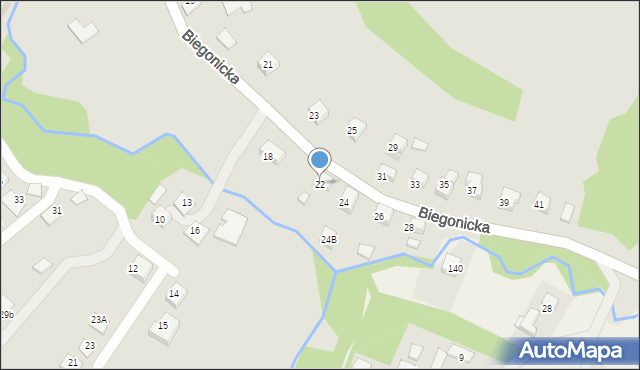 Nowy Sącz, Biegonicka, 22, mapa Nowego Sącza