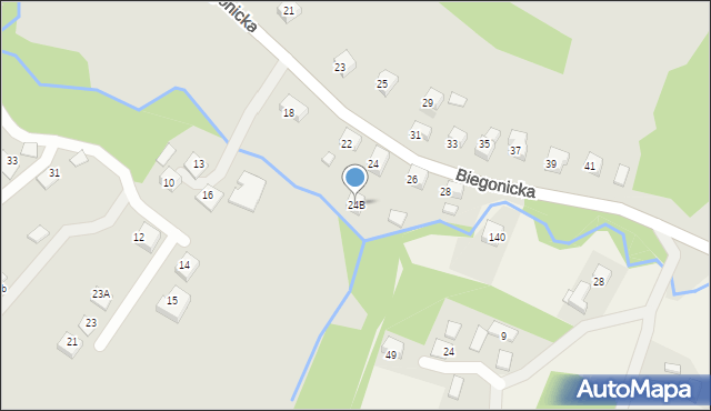 Nowy Sącz, Biegonicka, 24B, mapa Nowego Sącza