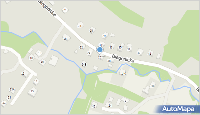 Nowy Sącz, Biegonicka, 26, mapa Nowego Sącza